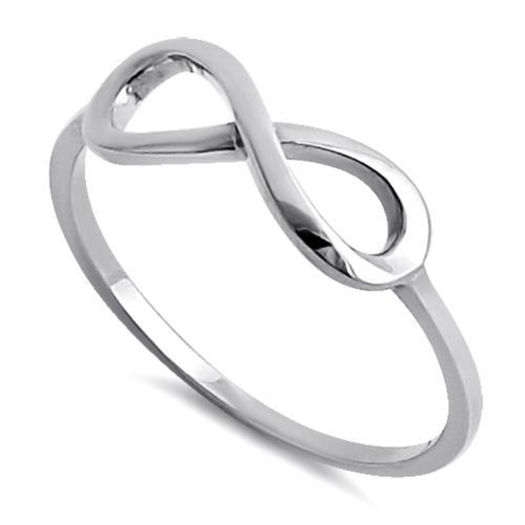 Solid 14K White Gold Infinity Ring - Picture 1 of 4